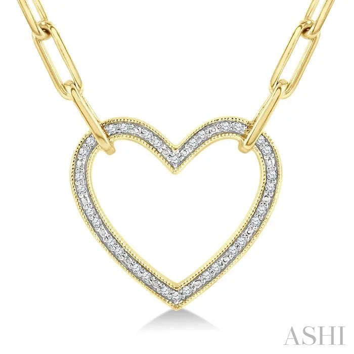 Gold Vermeil Heart Shape Paperclip Diamond Fashion Pendant
