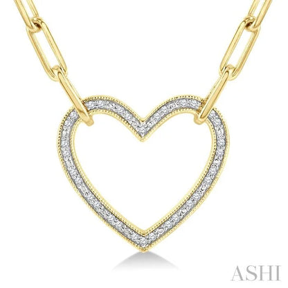 Gold Vermeil Heart Shape Paperclip Diamond Fashion Pendant