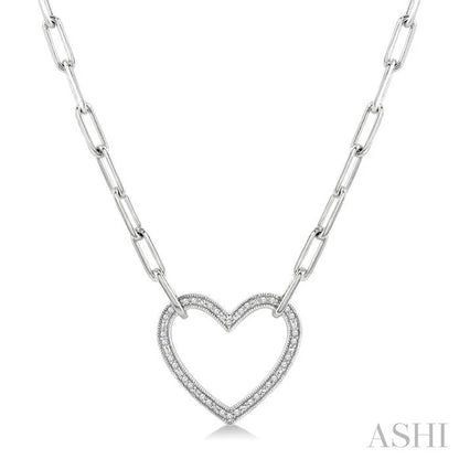 Silver Heart Shape Paperclip Diamond Fashion Pendant
