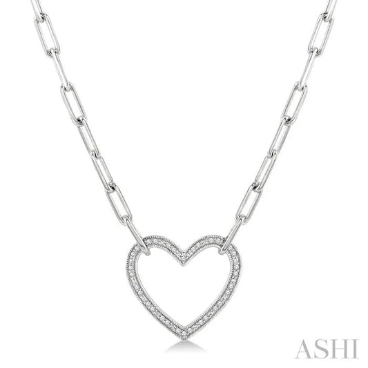 Silver Heart Shape Paperclip Diamond Fashion Pendant