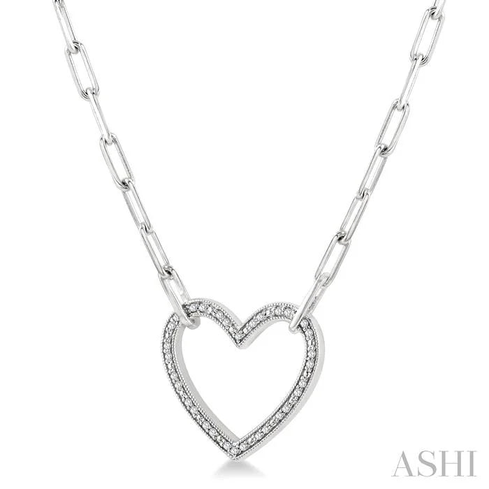 Silver Heart Shape Paperclip Diamond Fashion Pendant