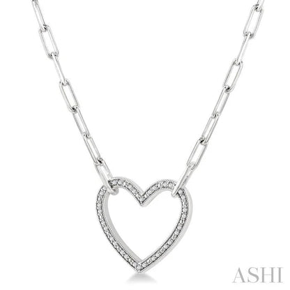 Silver Heart Shape Paperclip Diamond Fashion Pendant