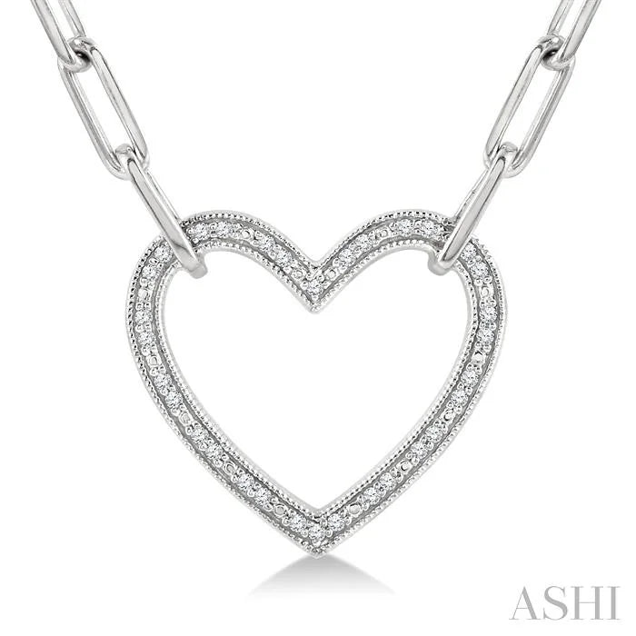Silver Heart Shape Paperclip Diamond Fashion Pendant