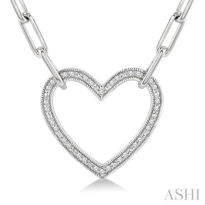Silver Heart Shape Paperclip Diamond Fashion Pendant