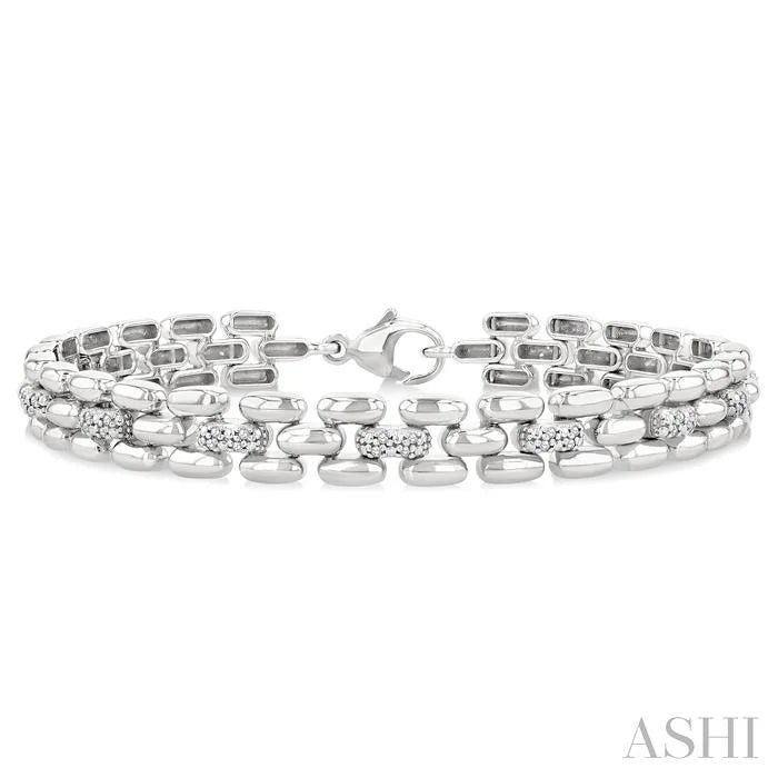 Silver Bold Panther Link Diamond Fashion Bracelet