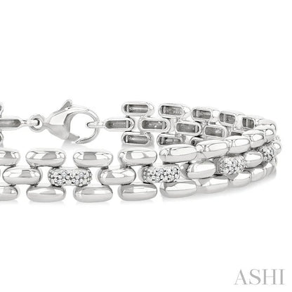 Silver Bold Panther Link Diamond Fashion Bracelet