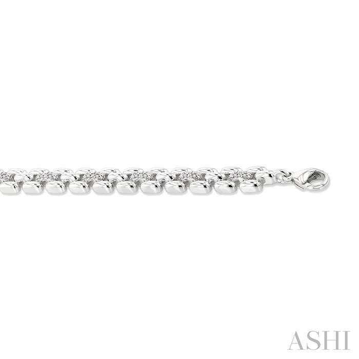 Silver Bold Panther Link Diamond Fashion Bracelet