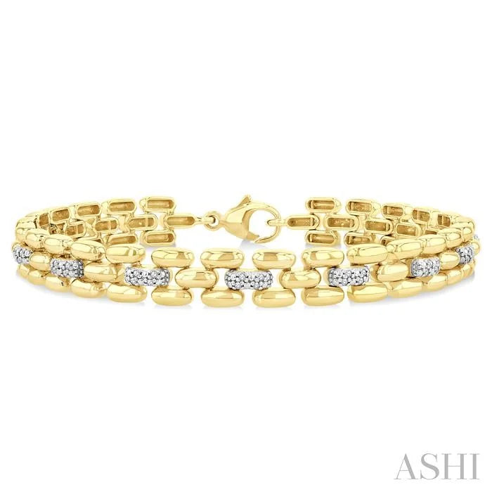Gold Vermeil Bold Panther Link Diamond Fashion Bracelet