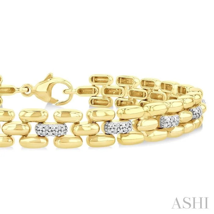 Gold Vermeil Bold Panther Link Diamond Fashion Bracelet