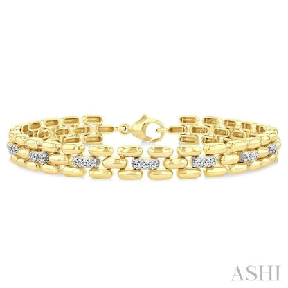 Gold Vermeil Bold Panther Link Diamond Fashion Bracelet