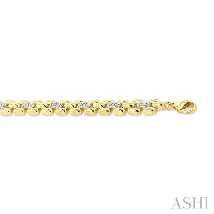 Gold Vermeil Bold Panther Link Diamond Fashion Bracelet