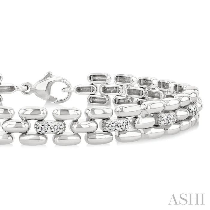 Silver Bold Panther Link Diamond Fashion Bracelet