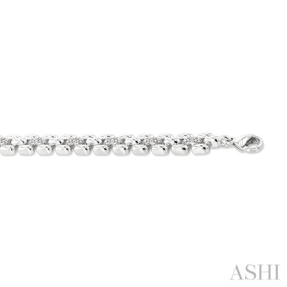 Silver Bold Panther Link Diamond Fashion Bracelet