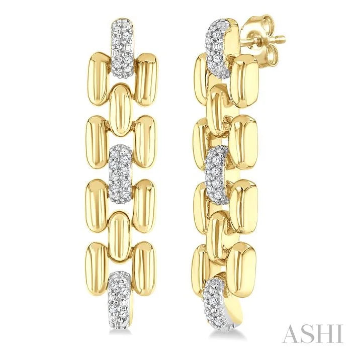 Gold Vermeil Bold Panther Link Diamond Fashion Earrings