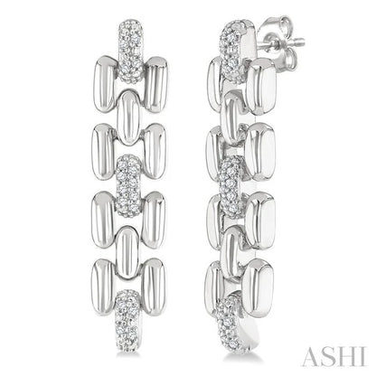 Silver Bold Panther Link Diamond Fashion Earrings