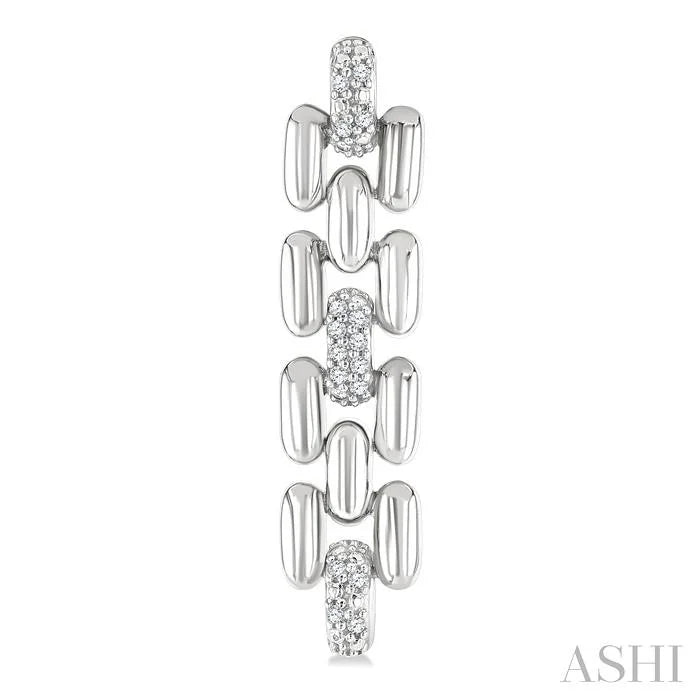 Silver Bold Panther Link Diamond Fashion Earrings