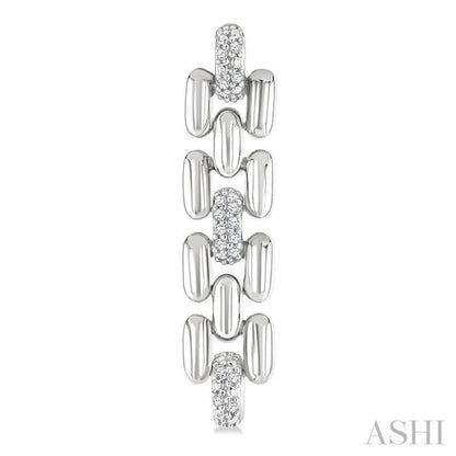 Silver Bold Panther Link Diamond Fashion Earrings
