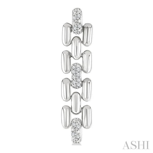 Silver Bold Panther Link Diamond Fashion Earrings