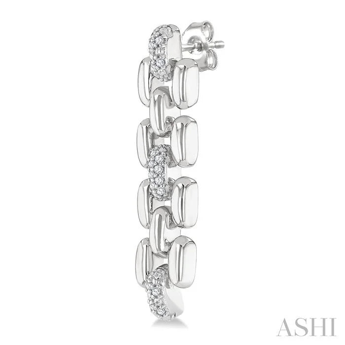 Silver Bold Panther Link Diamond Fashion Earrings