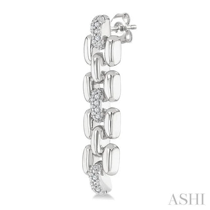 Silver Bold Panther Link Diamond Fashion Earrings