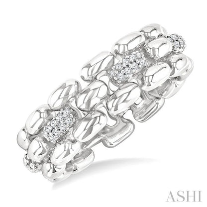Silver Bold Panther Link Diamond Fashion Ring