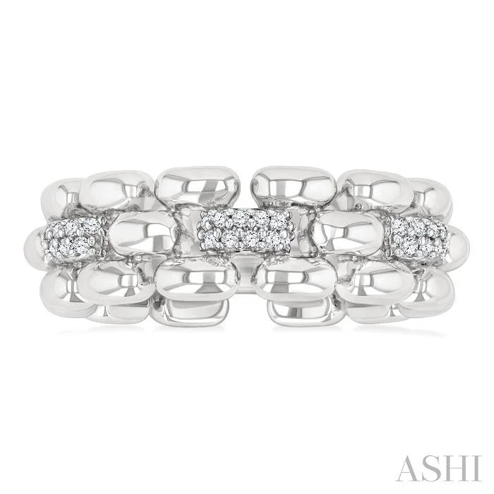 Silver Bold Panther Link Diamond Fashion Ring