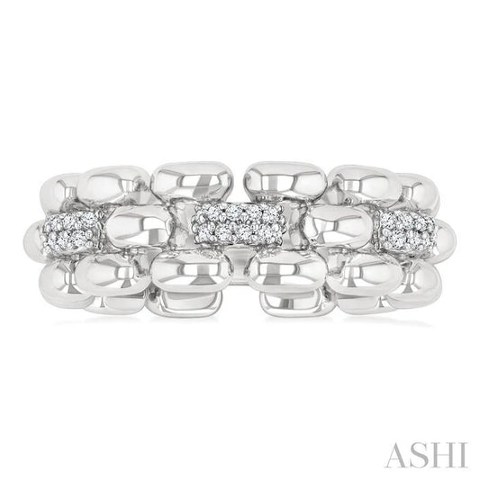Silver Bold Panther Link Diamond Fashion Ring