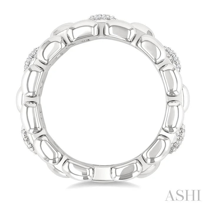 Silver Bold Panther Link Diamond Fashion Ring