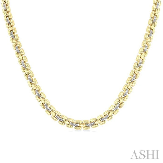 Gold Vermeil Bold Panther Link Diamond Fashion Necklace