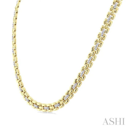 Gold Vermeil Bold Panther Link Diamond Fashion Necklace
