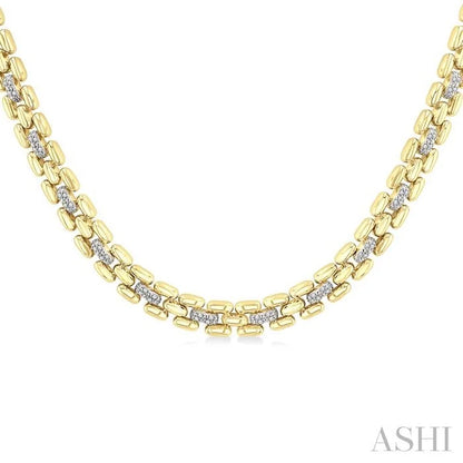 Gold Vermeil Bold Panther Link Diamond Fashion Necklace