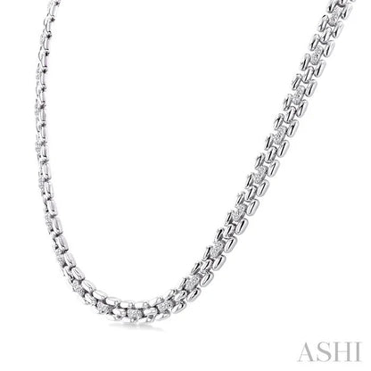 Silver Bold Panther Link Diamond Fashion Necklace