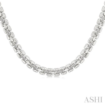 Silver Bold Panther Link Diamond Fashion Necklace