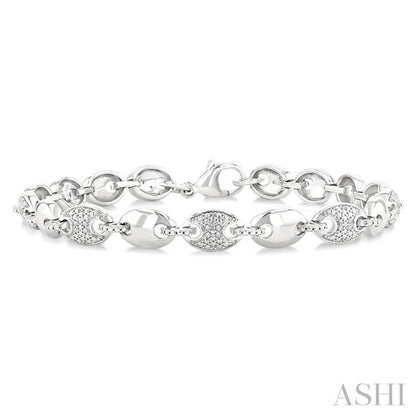 Silver Bold Mariner Link Diamond Fashion Bracelet