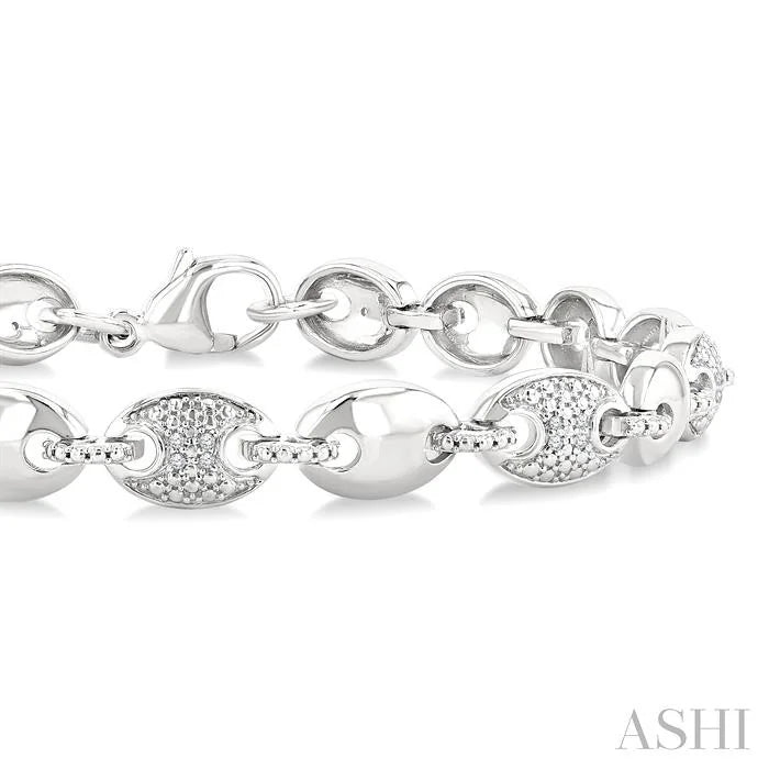 Silver Bold Mariner Link Diamond Fashion Bracelet