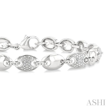Silver Bold Mariner Link Diamond Fashion Bracelet