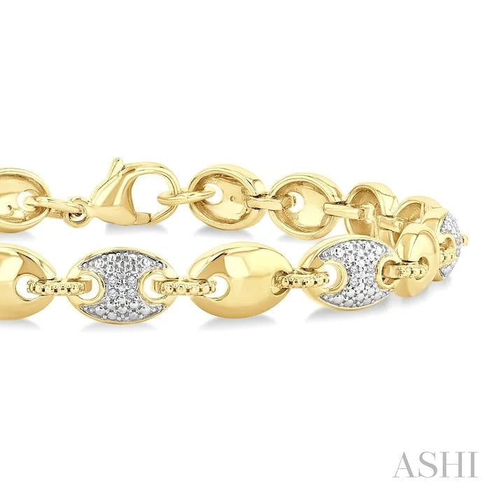 Gold Vermeil Bold Mariner Link Diamond Fashion Bracelet