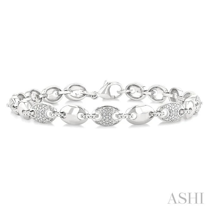Silver Bold Mariner Link Diamond Fashion Bracelet