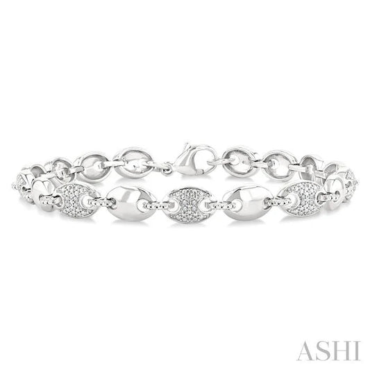 Silver Bold Mariner Link Diamond Fashion Bracelet
