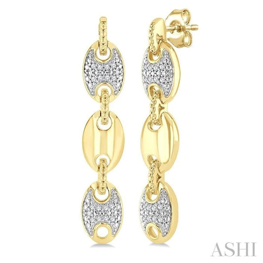 Gold Vermeil Bold Mariner Link Diamond Fashion Earrings