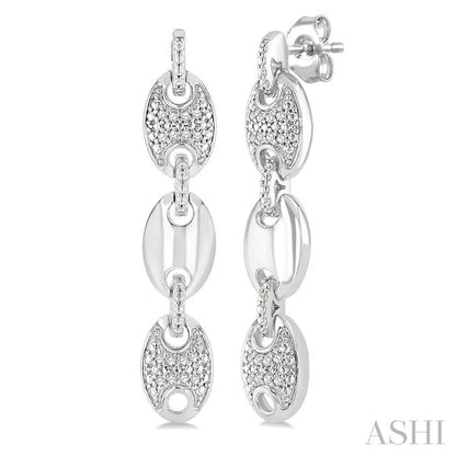 Silver Bold Mariner Link Diamond Fashion Earrings