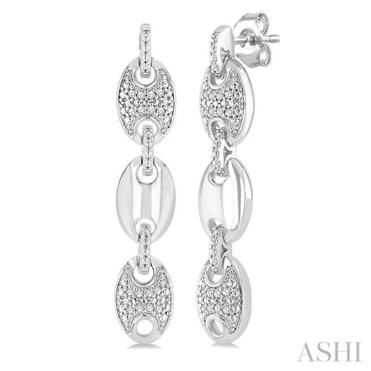 Silver Bold Mariner Link Diamond Fashion Earrings