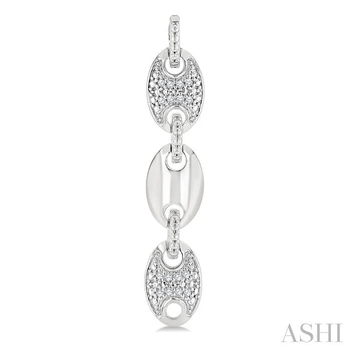 Silver Bold Mariner Link Diamond Fashion Earrings