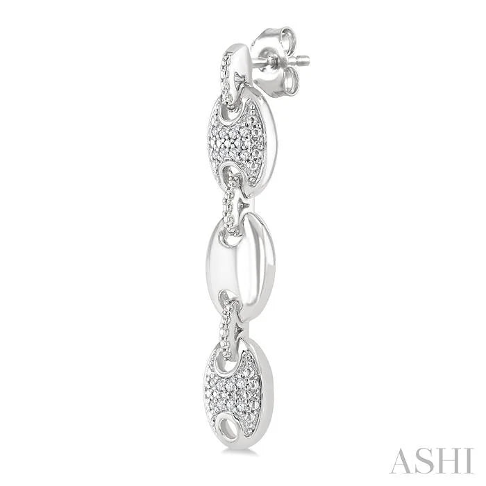 Silver Bold Mariner Link Diamond Fashion Earrings