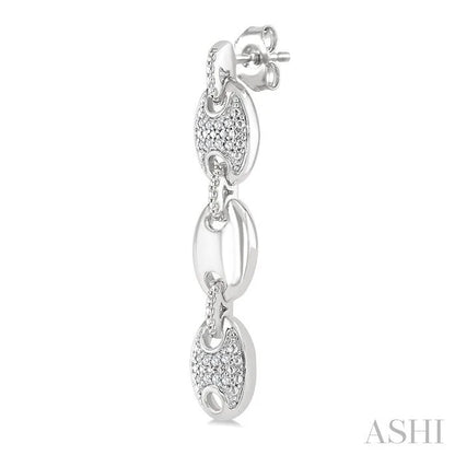 Silver Bold Mariner Link Diamond Fashion Earrings