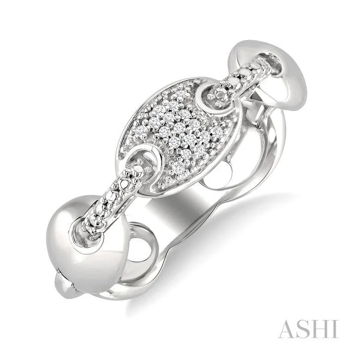 Silver Bold Mariner Link Diamond Fashion Ring