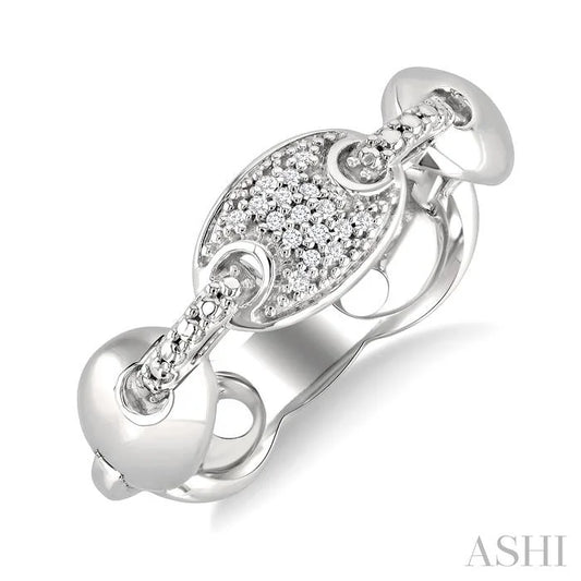 Silver Bold Mariner Link Diamond Fashion Ring