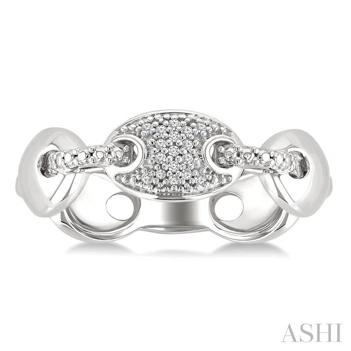 Silver Bold Mariner Link Diamond Fashion Ring