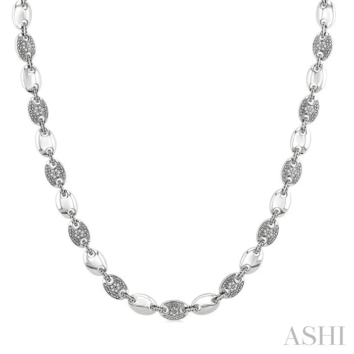 Silver Bold Mariner Link Diamond Fashion Necklace