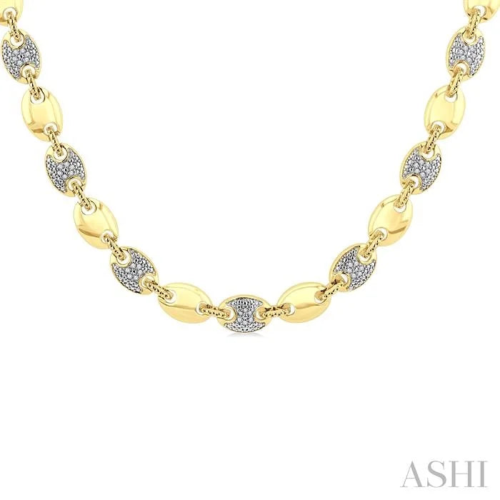 Gold Vermeil Bold Mariner Link Diamond Fashion Necklace